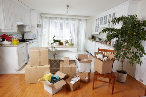 Office relocation equipment prepared for a Deptford business move